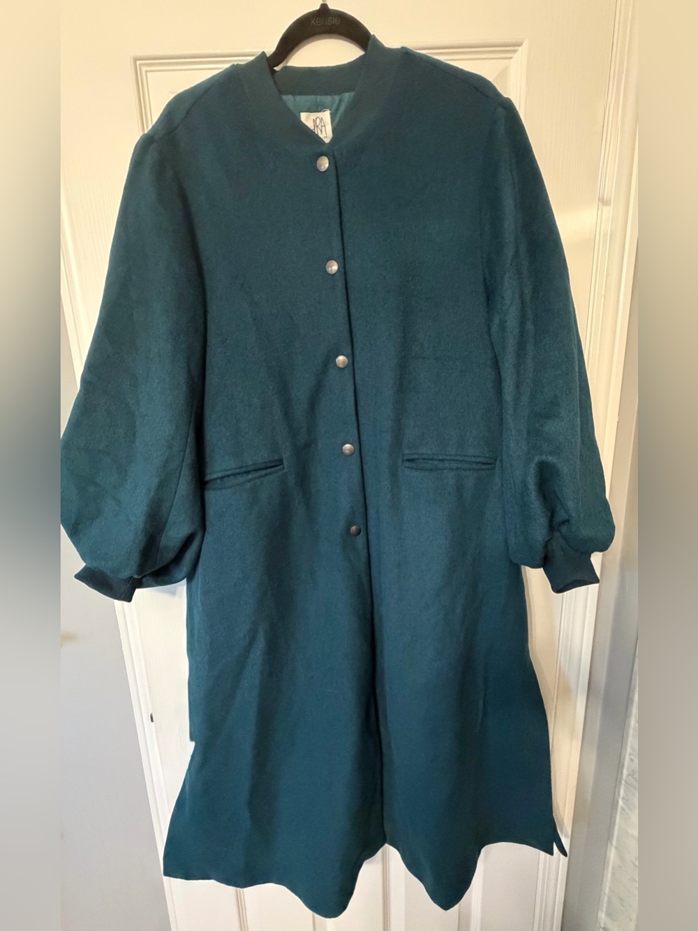 DLA Los Angeles Teal Long Wool Trench Coat